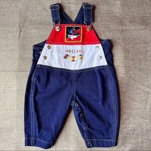 Vintage Gymboree Rainbow Tag Colorblock Overalls Primary Colors Sailboat Infant